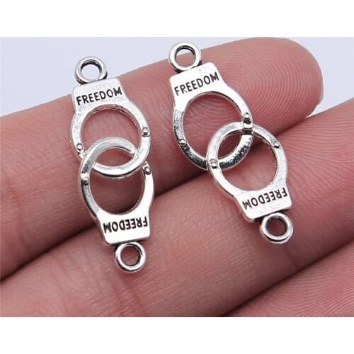 WYSIWYG 10pcs 31x10mm Antique Silver Color Handcuffs Connector Charms For Jewelry Making DIY Jewelry Findings