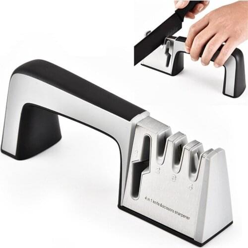 XYj 4 in 1 Professional Kitchen Knife Sharpener Stainless Steel Sharpening Tools Steel Knives Sharpening Stone Household Helper