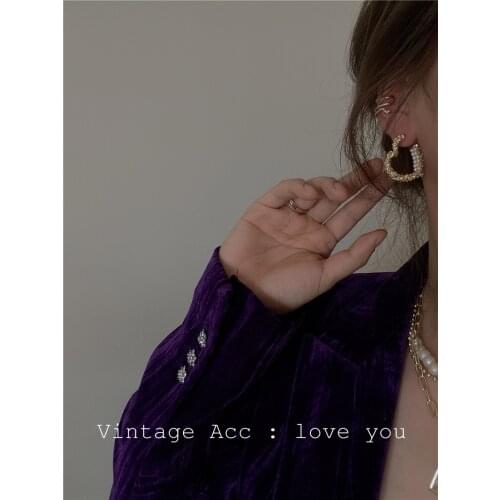 South Korea Retro Geometry Love Earnail Metal Wind Earrings Contracted Temperament Cold Wind Female Fashion Tide Earrings