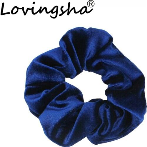 LOVINGSHA Big Size Solid Velour Wholesale Hair Accessories Women Girl Hair Tie Scrunchie Female Ponytail Hair Holder Rope WS002