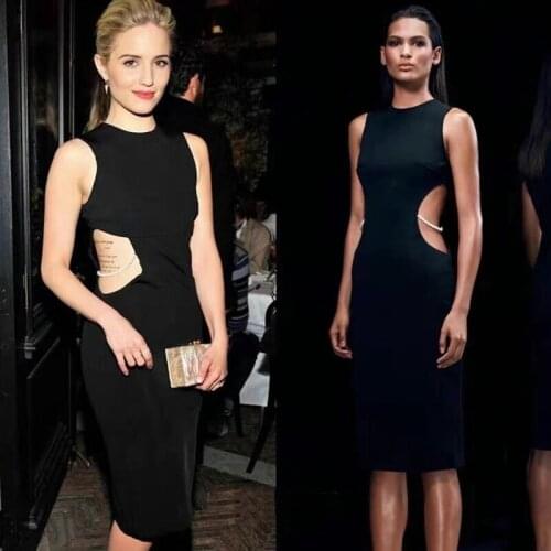 Free Shipping Wholesale 2021 Summer Womens Dress Black Hollow Out Pearl Sexy Celebrity Cocktail Party Bandage Dress