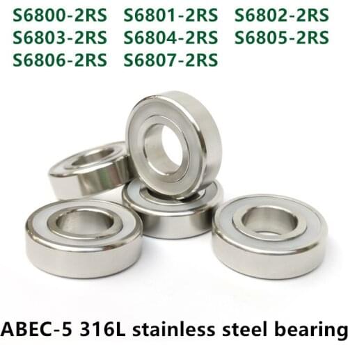 10pcs 316L stainless steel ball bearing S6800/6801/6802/6803/6804/6805/6806/6807-2RS waterproof anti-corrosion bearings