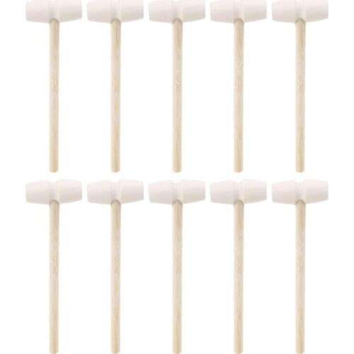 10 Pcs Wooden Hammers Toys for Chocolate Breakable Heart Mini Hammer Mallet for Chocolate Smash-able Heart Smooth Finish