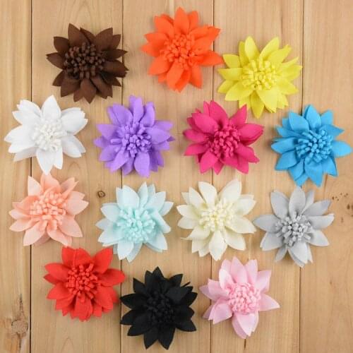 Yundfly 10pcs Diy Fabric Flowers Multilayer Chiffon Flowers 2.8" Solid Color For Hair Accessories