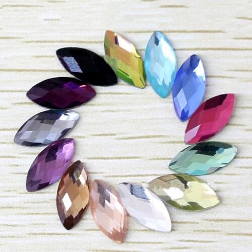 100pcs/bag 5x10mm Horse Eye Flatback Acrylic Rhinestone Jewelry Findings DIY Supplies High Quality 12 color