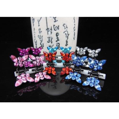 120 Pcs 6 Color Butterfly Crystal Flower Mini Hair Claw Clamp Hair Clip Hair Pins