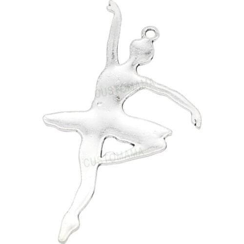 20pcs-Ballet Dancer Charms Antique Silver Large Ballerina Charms Pendant, Dancing Girl 69x37mm