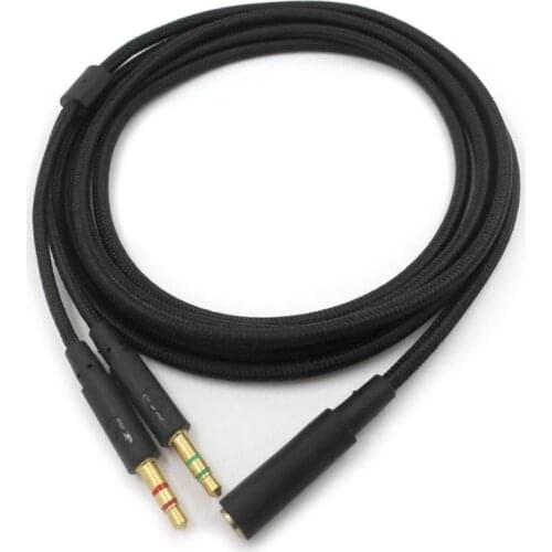 3.5mm Universal 2 in 1 Gaming Headset Audio- Extend Cable for hyperx Cloud II/Alpha-/Cloud Flight/Core Headphone
