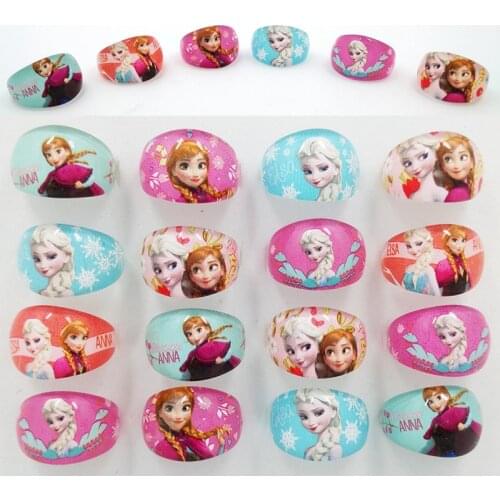 36pcs/lot Disney Frozen Acrylic Snow Princess Elsa Anna Kids Finger Rings Party Supplies Birthday Party Favors Gifts