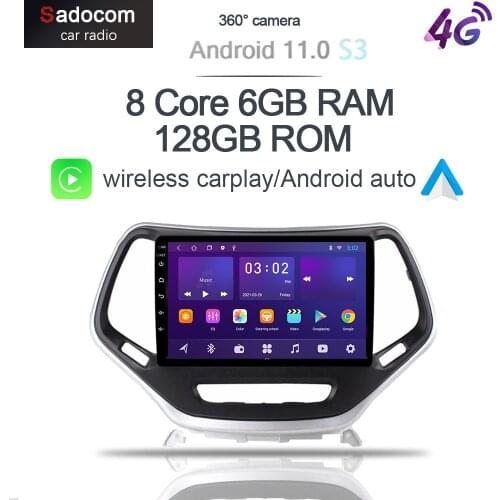 360 Panoramic Camera Carplay CanBus 6GB+128GB Android 10.0 Car DVD Player GPS WIFI Bluetooth Radio For Jeep Cherokee 2014 - 2017