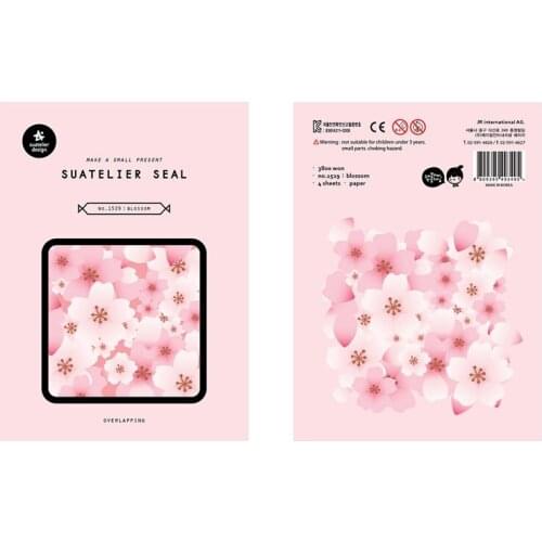 4sheets/Pack Korea Brand Suatelier Cherry Blossom High Quality Paper Sticker Seal DIY Diary Stationery Scrapbooking Decoration