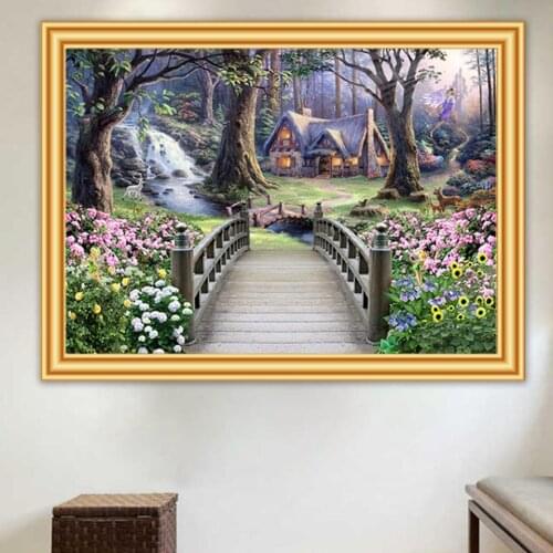 5D Diamond Painting Landscapes Garden Lodge Cross Stitch Full Diamond Embroidery Mosaic Picture of Rhinestones Wall Decor Gift