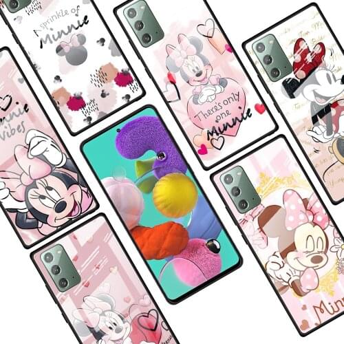 Pink Minnie Cartoon Cute for Samsung Galaxy Note 20 Ultra 10 Lite Plus 9 8 5G A70 A50 A40 A30 A20 Tempered Glass Phone Case