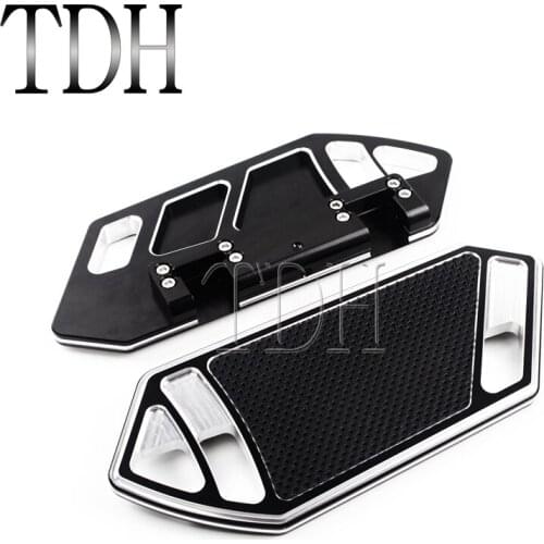 Black Motorcycle Diver Rear Passenger Floorboards Foot Rests Pegs for Harley Softail Touring 84-15 Chrome Left Right Footrest