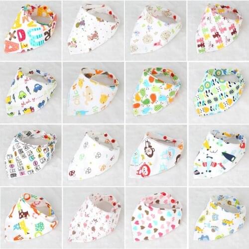 Baby Triangle Bibs Double Sides Organic Soft Cotton With Snaps For Teething Drooling Feeding Super Soft Absorbent Feeding Bibs