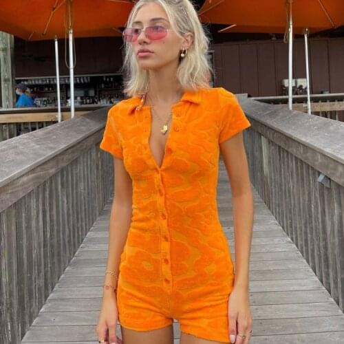 FUFUCAILLM Short Sleeve Jumpsuit for Women Bodycon Sexy Flocking Lapel Short Sleeve Y2k Knitted Short Romper Bodysuit Overall