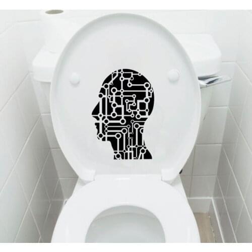 Head Micro Chip Vinyl Wall Decals Toilet Stickers Bathroom Home Decor 6WS0294