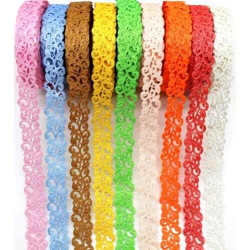 New 1 '25mm hollow lace ribbon 5y 10y 20 yards DIY handmade material garment with headdress skirt edge flower embossing