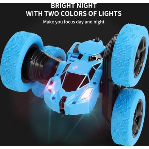 Double-sided 360 rotary tumble twisting stunt car 2.4G charging light-resistant childrens remote control car