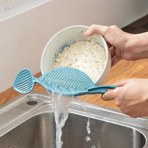 Creativity Kitchen Multifunctional Drain Rice Board Handhold Waste Prevent Multifunctional Wash Filtering Rice Drain Spoon