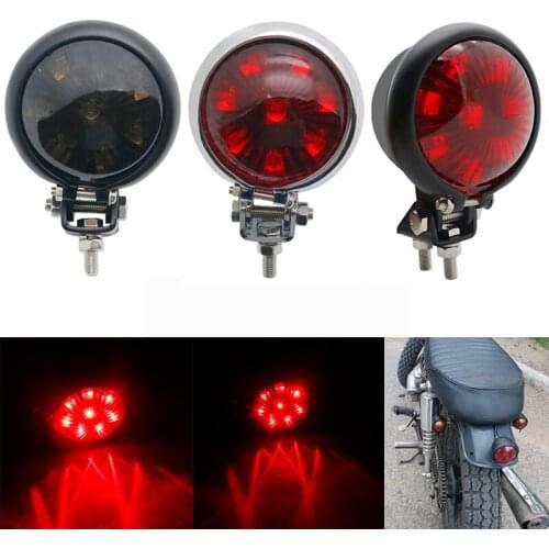 Motorcycle Red 12V LED Adjustable Cafe Racer Style Stop Tail Light Motorbike Brake Rear Lamp Taillight for Chopper