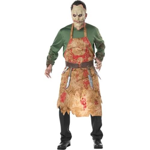 2020NEW Scary Zombie Halloween Costumes For Men Bloodiness Butcher Cook Cosplay Carnival Role Play Performance Show