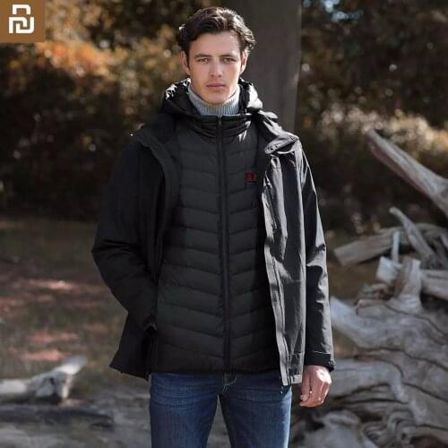 New Youpin temperature control Winter windproof waterproof multi-zone heating three-in-one smart duck down warm down jacket USB
