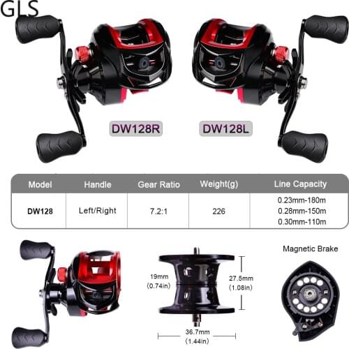 GLS 2020 NEW Fishing wheel 7.2:1 High Speed Baitcasting Reel Magnetic System MAX Drag 8KG Left Right Hand Saltwater Fishing Reel