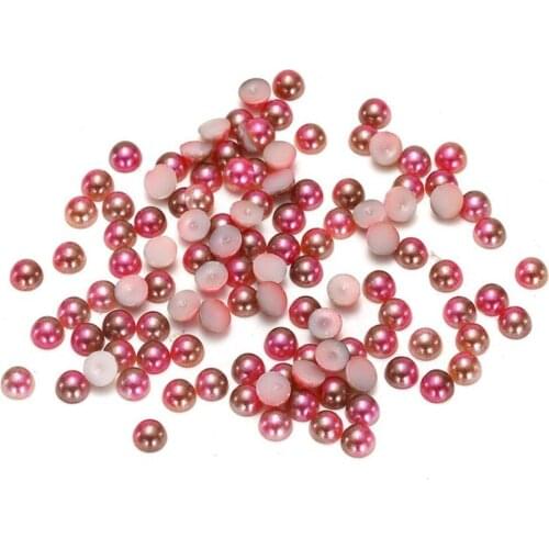 Loose 3mm-8mm New Gradient Color Fashion DIY Round Flatback Pearl Beads ABS Plastic Imitation Half Pearl Nail Arts Decoration