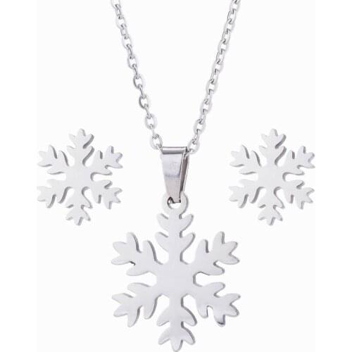 New arrival stainless steel snowflake jewelry set titanium steel jewelry set