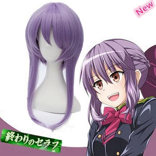 Seraph of the end Hiiragi Shinoa Wigs Light Purple Heat Resistant Synthetic Hair Perucas Cosplay Wig + Wig Cap high quality hair