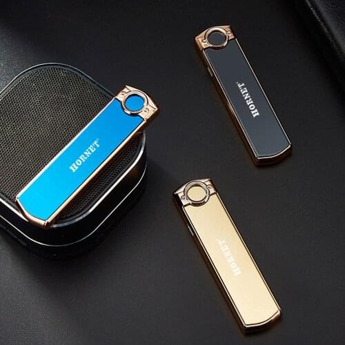 HORNET Rechargeable USB Lighter Push-Pull Induction Flameless Windproof Lighter Metal Double-Sided Cigarette Lighters