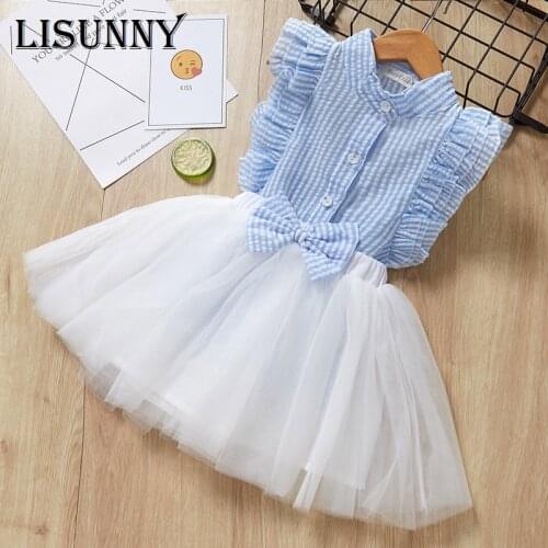 Casual Girls Clothing Sets New Summer stripe Printing T-Shirt Skirt Suit Lace Kids Girls Clothes Cute Two Pieces Suit Outfits