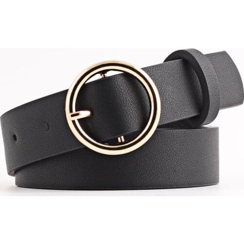 Young students of Korean version of fashion PU ladies pin-buckle decorative belt, jeans round buckle girdle