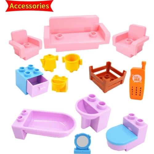 Mini Sofa Bathroom Furniture Corn Ham Food Bricks Big Size Building Blocks Compatible With Accessories Toys For Kids