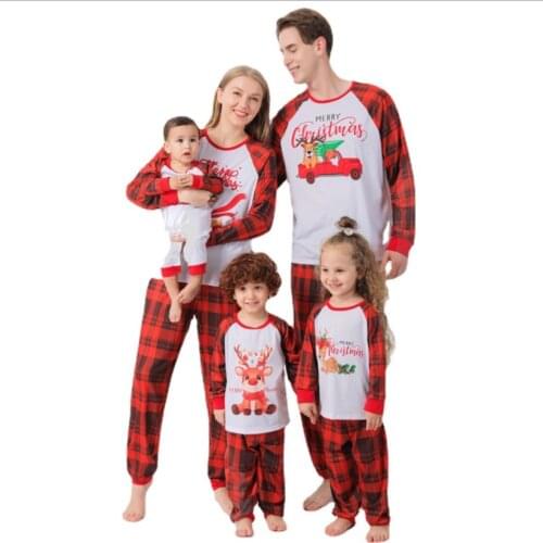 CPC certified American baby boys girls women mens long sleeves new cartoon family set Christmas pajamas