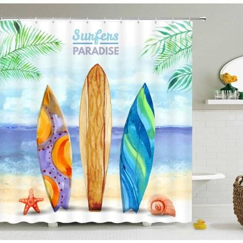 Seaside Scenery Drifting 3d Printed Shower Curtains Set Polyester Fabric Waterproof High Quality Bath Curtain Bathroom Screen