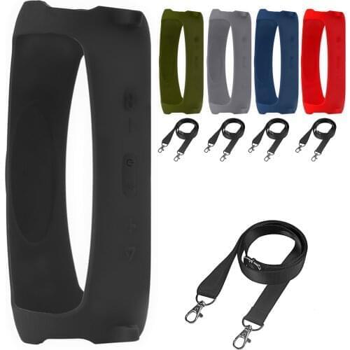 Newest Outdoor Travel Silicone Case Cover Skin With Strap Carabiner for JBL Charge 5 Portable Wireless Bluetooth Speaker