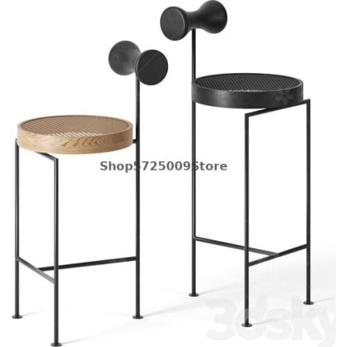 Modern stainless steel bar chair American model room Kato bar chair new Chinese household high chair personalized bar chair