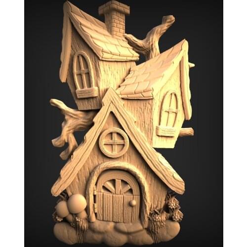 STL Model Creative House Door 3D Model Relief for CNC Router Carving Machine Artcam aspire_Home decoration Decor