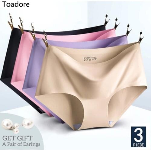 3 Pcs/Lot Women Seamless Panties Silk Mid Waist Female Underwear For Woman Large Size Womens Panties Set Plain Underpant XXL