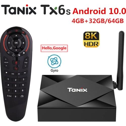 Tanix TX6S Smart Android 10 TV BOX 4GB 64GB Allwinner H616 H.265 8K 2.4G &5.8G WiFi 3D 4K Media player Google Voice Set top Box