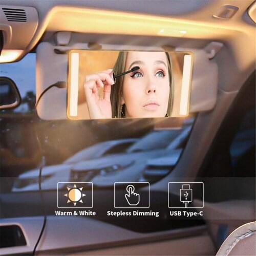 Universal New Arrival Visor Mirror Large Car Makeup Sun-shading Mirror Cosmetic Mirror Vanity Mirror Auto Touch Switch
