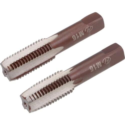 Uxcell Metric Hand Tap M16 Thread 2 Pitch 4 Straight Flutes H2 Alloy Tool Steel 1 Pair
