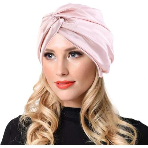 High Grade Quality Silk Sleep Caps for Women Hair Care Natural Night Bonnet with Elastic Stay On Head Dusky Pink Classic Colors