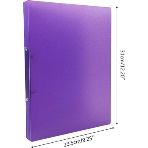 W3JD A4 Ring Binder Colorured Transparent Loose-leaf Paper File Folder Storage Supply