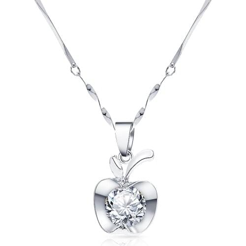 WYBU Newest Apple Pendant Bamboo Chain Necklace For Women Inlay Bling Cubic Zironia Fruit Charm Necklace Gift