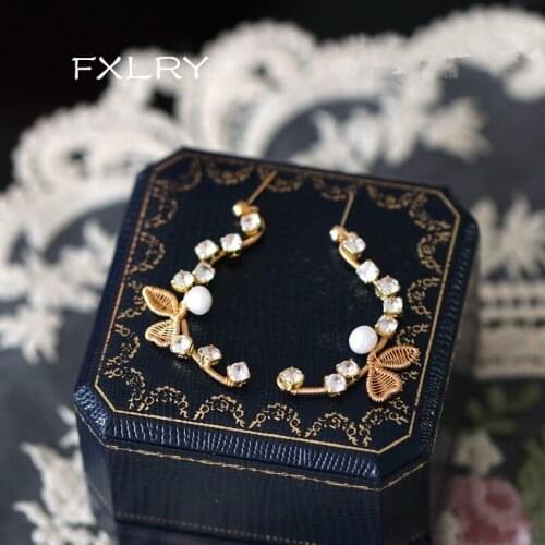 FXLRY Original Design Handmade Wound Inlaid Zircon Woven Earrings For Women Fashion Jewelry