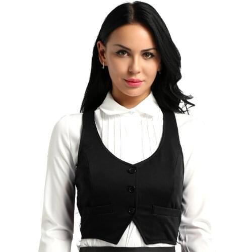 Alvivi Womens Racer Back 3 Button Front Slim Fit Economy Dressy Suit Mogan Vest Waistcoat Bar Workwear Stage Clubwear Costume