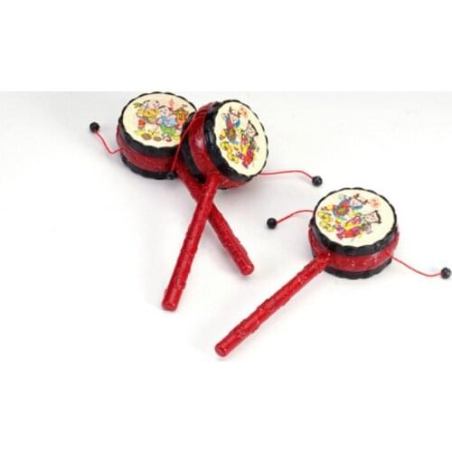 1PCs Hammer Toys Red Rattled-Drums Sets Baby Drum Hammer Rattle Children Kids Voice Toys for Fun China Tranditonal Toys